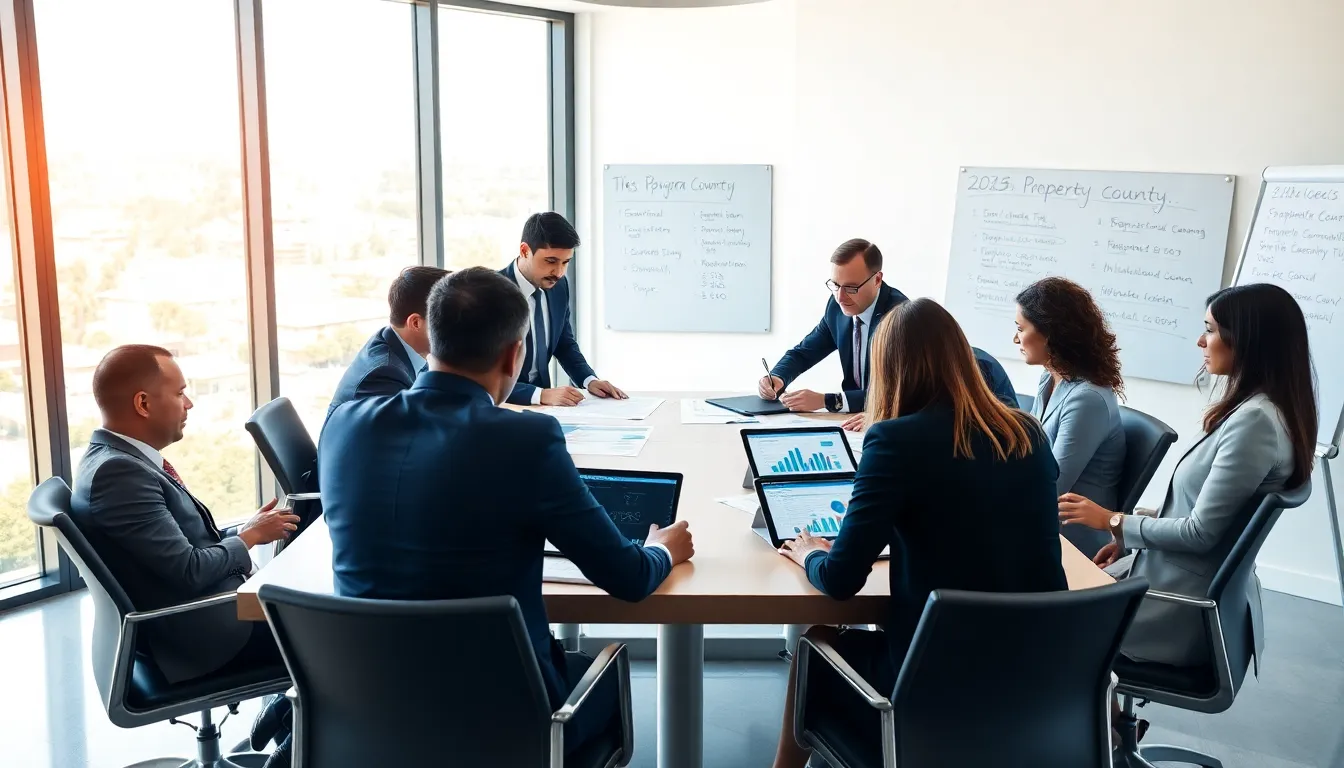 team of property tax professionals in a modern conference room.